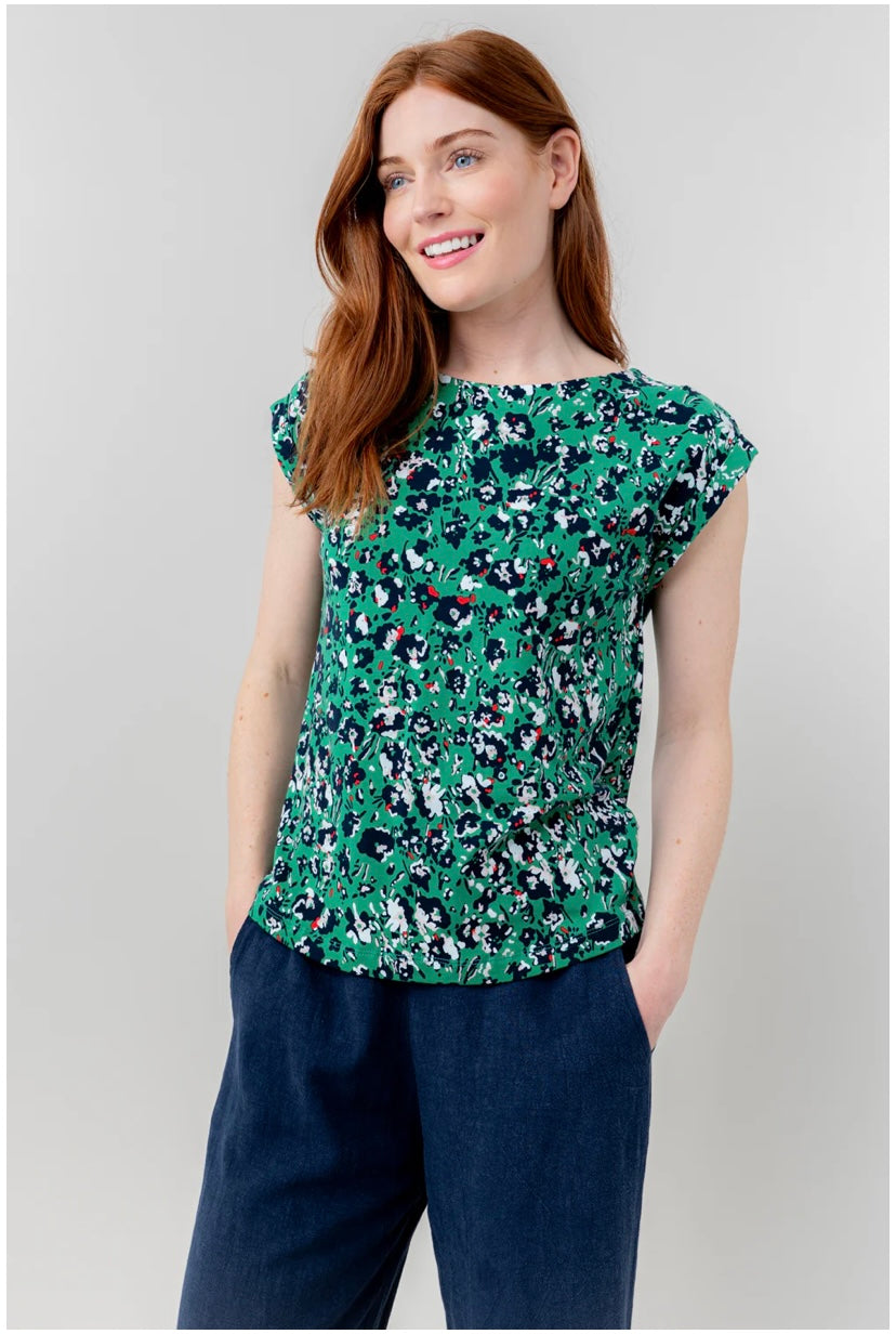 Green Surfside Jersey Tee - Prairie Print