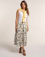 Sicily Cotton Lemon Printed Midi Skirt