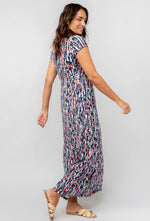 Penelope cotton Maxi Dress Navy Miriam Print