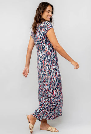 Penelope cotton Maxi Dress Navy Miriam Print