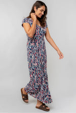 Penelope cotton Maxi Dress Navy Miriam Print