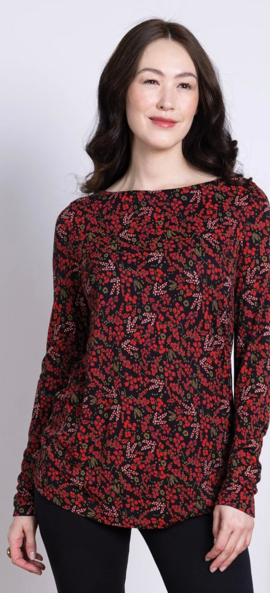 Long Sleeved Boat Neck Top