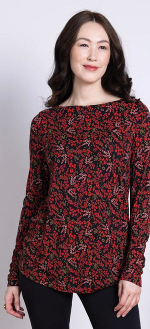 Long Sleeved Boat Neck Top