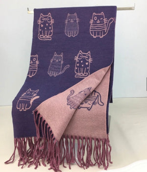 Cat Wool Mix Wrap Large Scarf