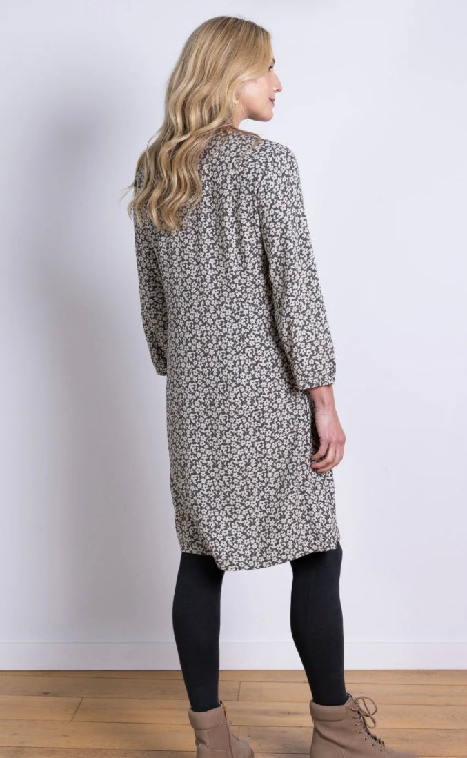 Pintuck Tunic Dress - Sage Green