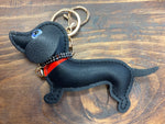 Large Sausage Dog Leather Keyring / Bag Charm