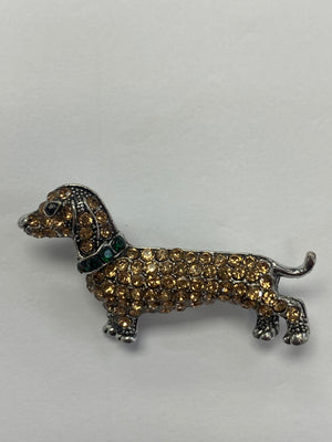 Rhinestone Daschund / Sausage Dog Brooch