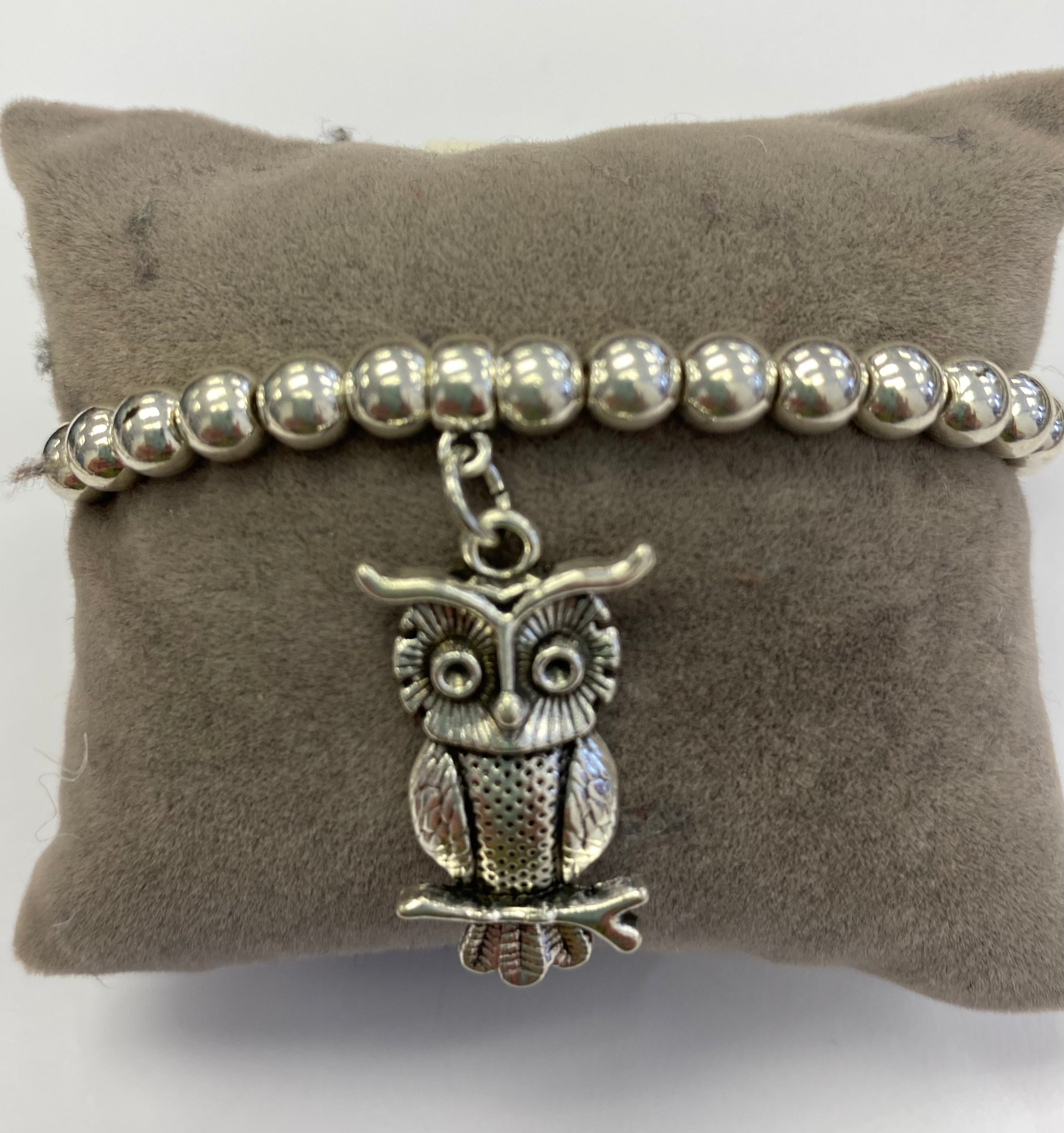 Silver Coloured Bracelet with Owl Charm