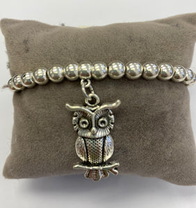 Silver Coloured Bracelet with Owl Charm
