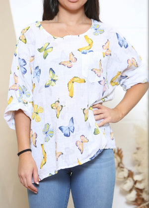 Butterfly Print Cotton Top
