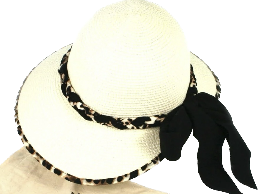 Cream Animal Print Open Back Foldable Sun Hat
