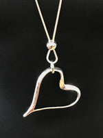Long Heart Silver Plated Necklace