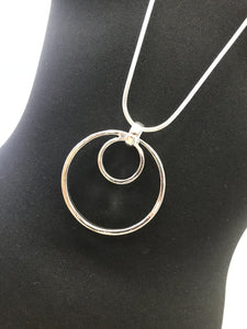 Concentric Circles Silver Plated Necklace