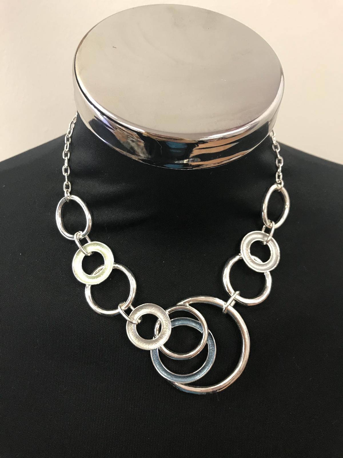 Enameled Style Necklace and Earrings Set with Concentric Circles