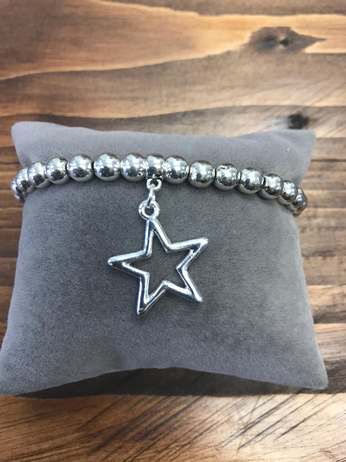 Silver Coloured Bracelet with Star Charm