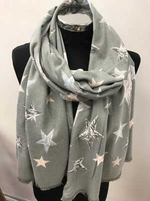 Star Print Ladies Cashmere and Cotton Scarf