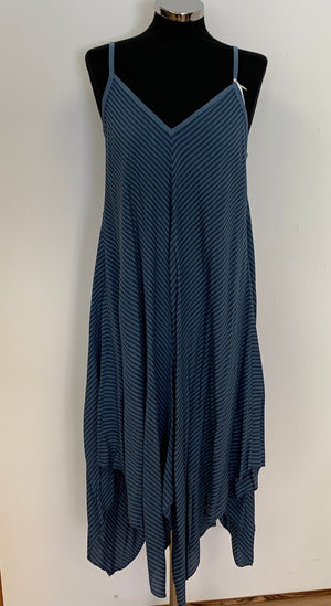 Classic Handkerchief Style Maxi Dress - Diagonal Pinstripe