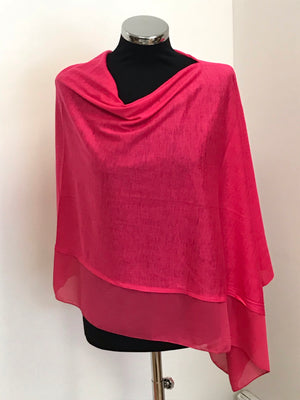 Fuschia Pink Lightweight Wool Blend Poncho