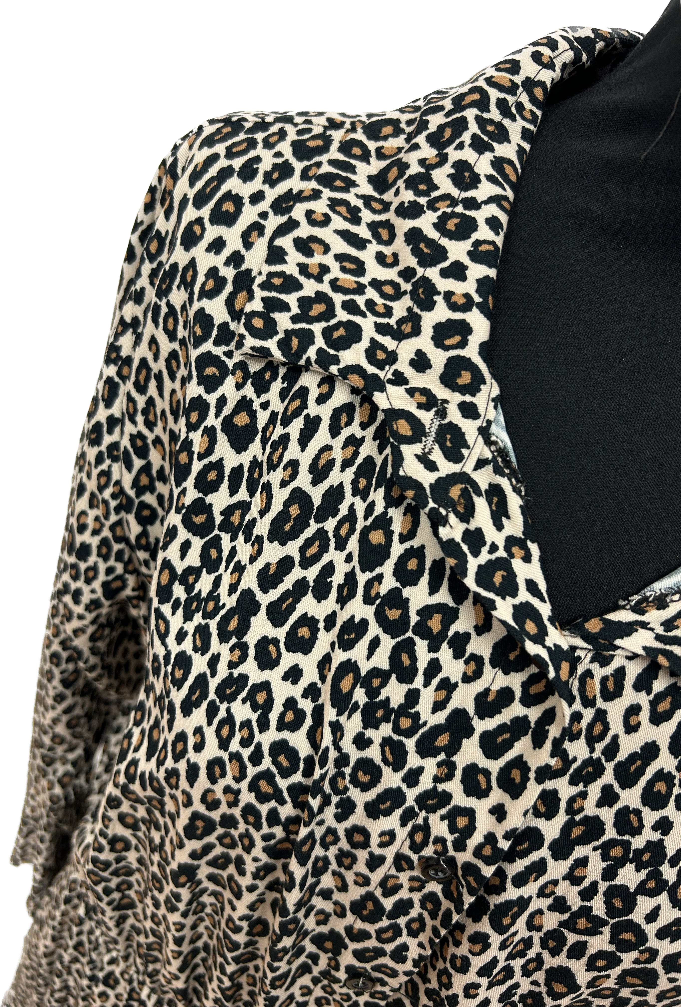 Leopard Print Tiered Dress with Collar Detail (12-16)