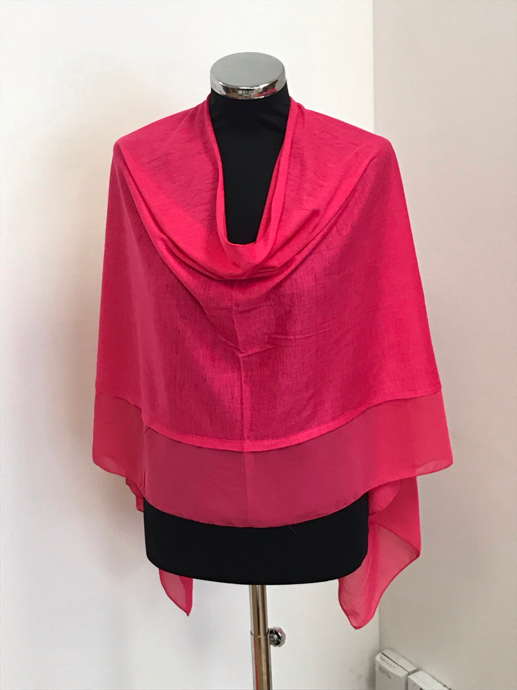 Fuschia Pink Lightweight Wool Blend Poncho
