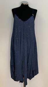 Classic Handkerchief Style Maxi Dress - Diagonal Pinstripe