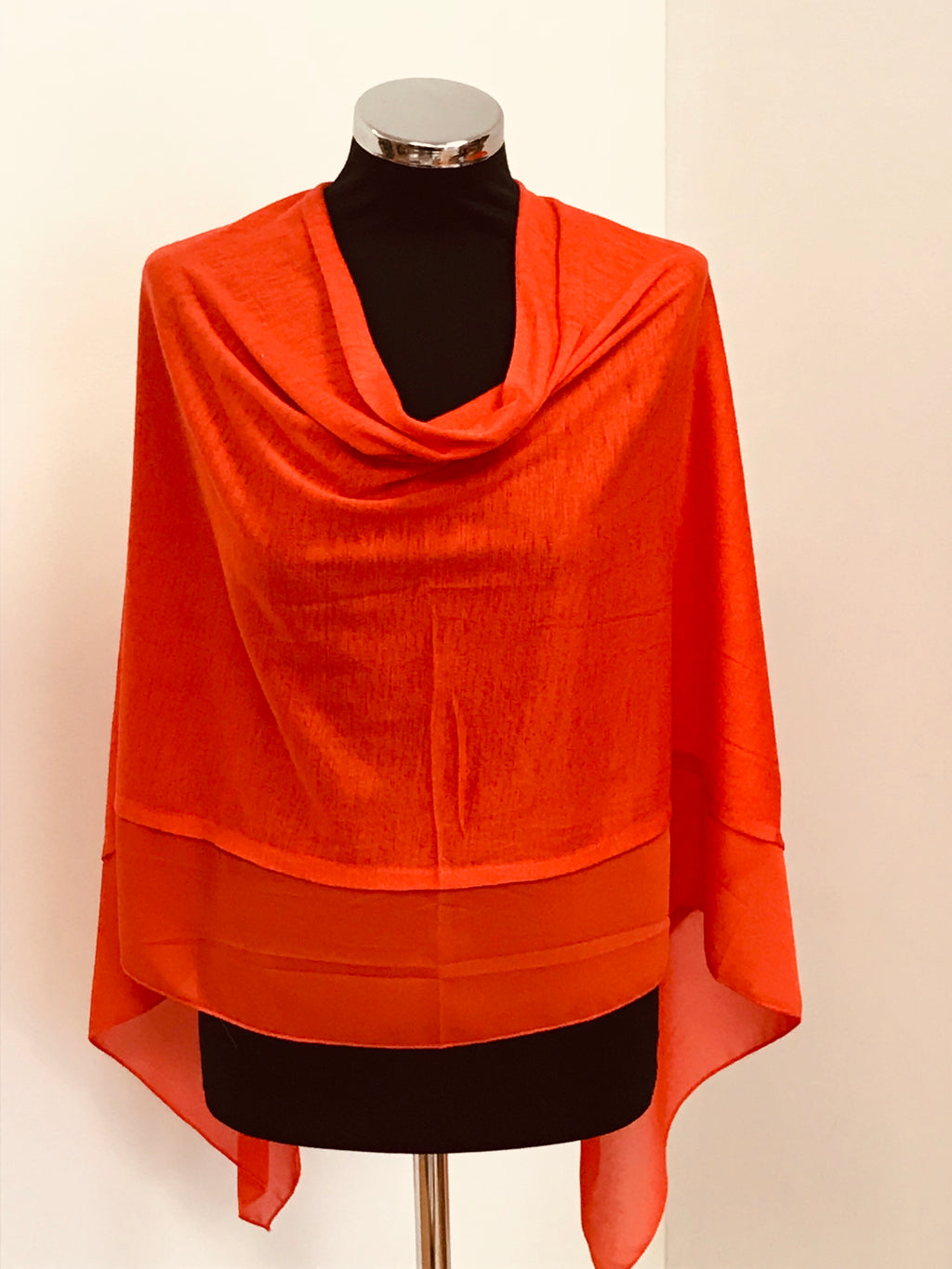 Orange Lightweight Wool Blend Poncho