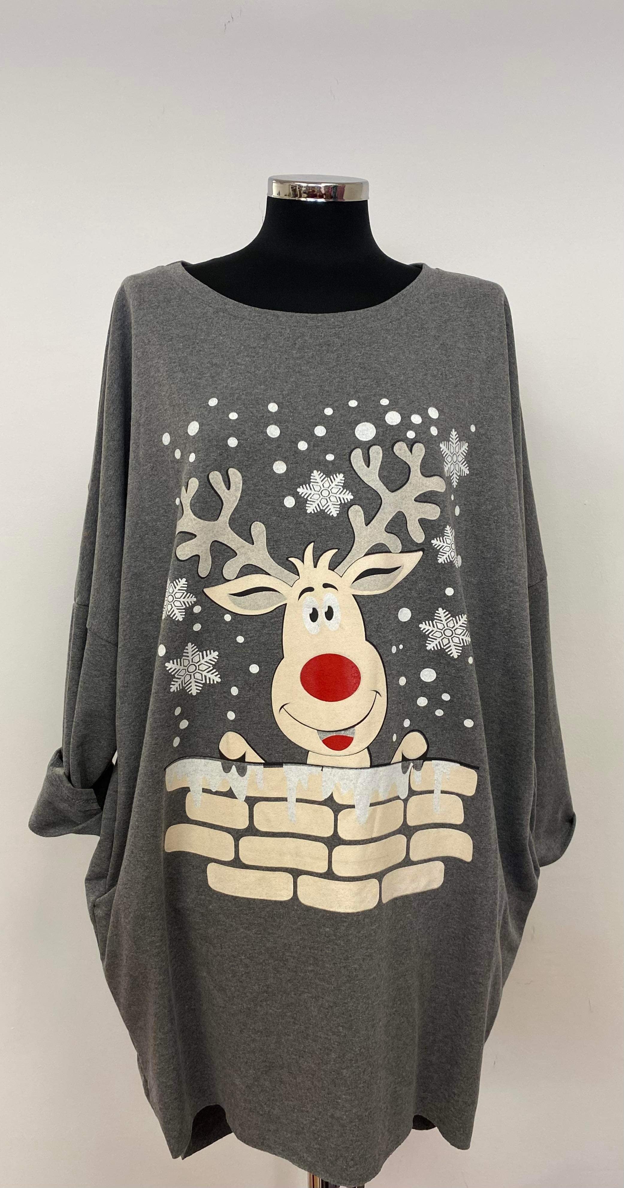 Christmas Longline Top with Rudolph Design (12-20)