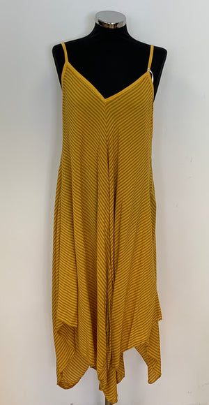 Classic Handkerchief Style Maxi Dress - Diagonal Pinstripe