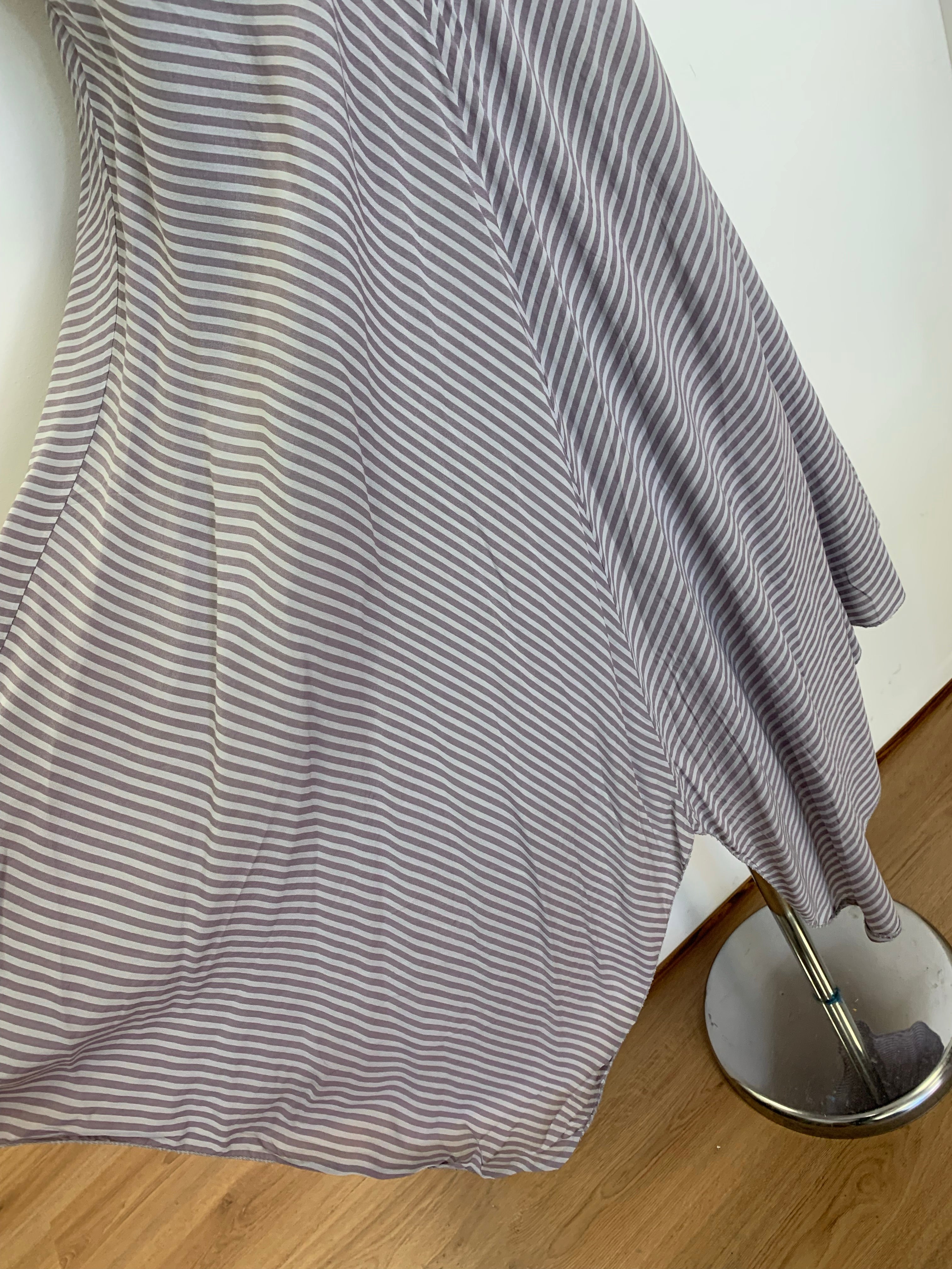 Classic Handkerchief Style Maxi Dress - Diagonal Pinstripe