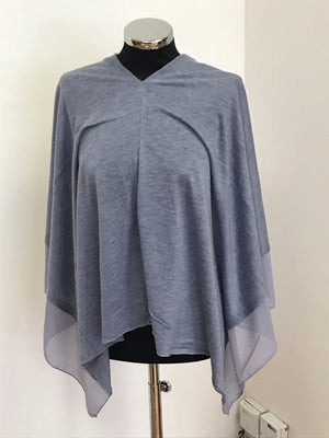 Cornflower Grey Lightweight Wool Blend Poncho