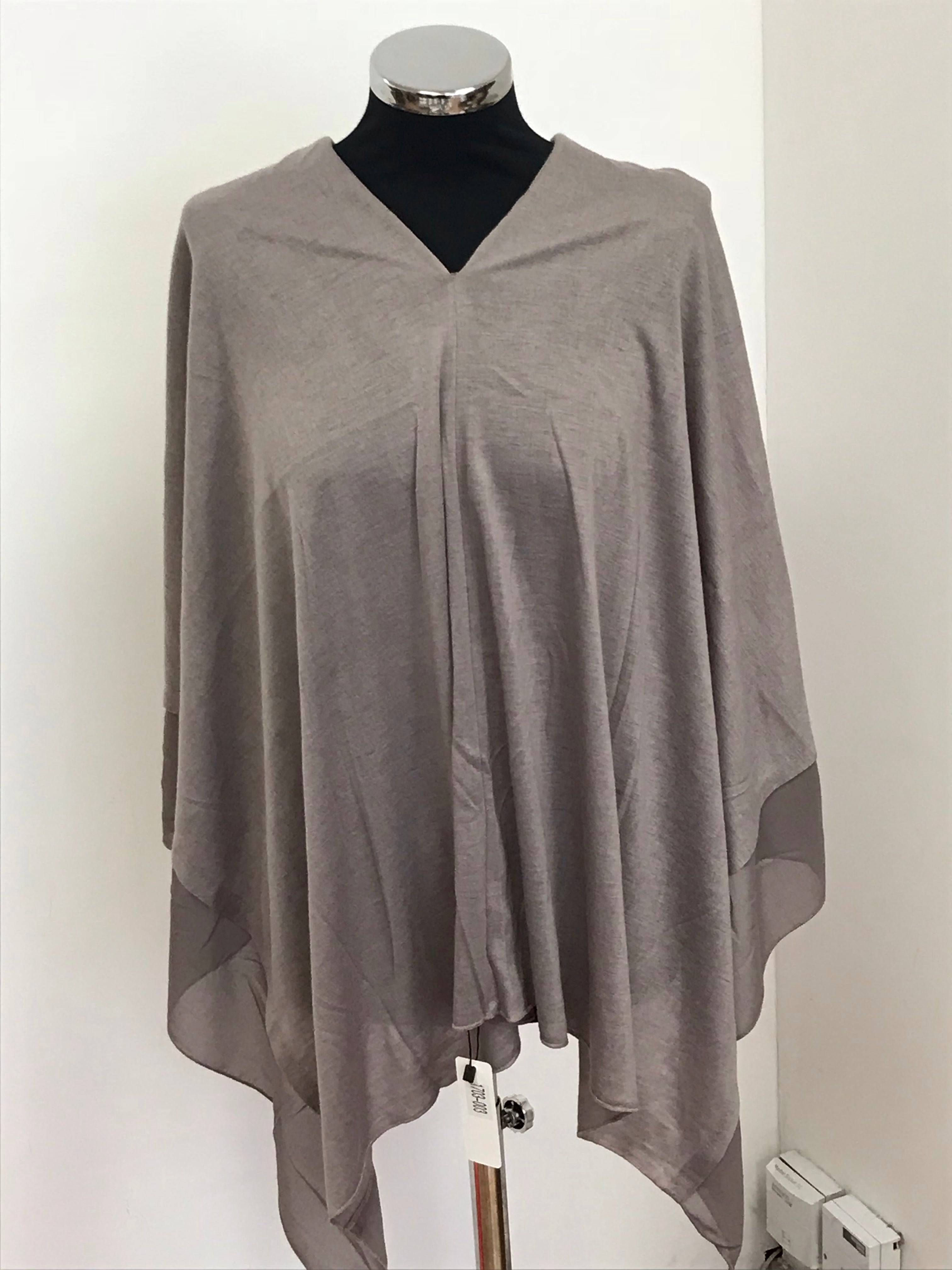 Taupe Lightweight Wool Blend Poncho
