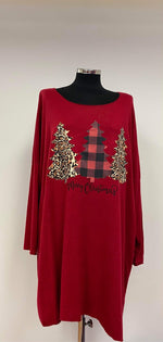 Plus Size Fine Knit Longline Christmas Top with Christmas Tree Design (16-22)